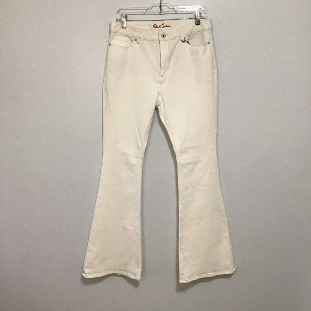 NWT Robert Graham White Tessa Flared Leg Jeans Size 8